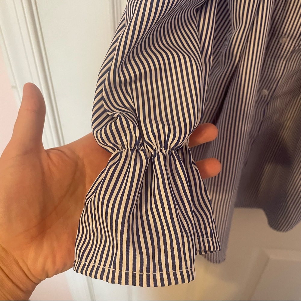 Ruffle Shoulder Button Down Shirt - Picture 2 of 6
